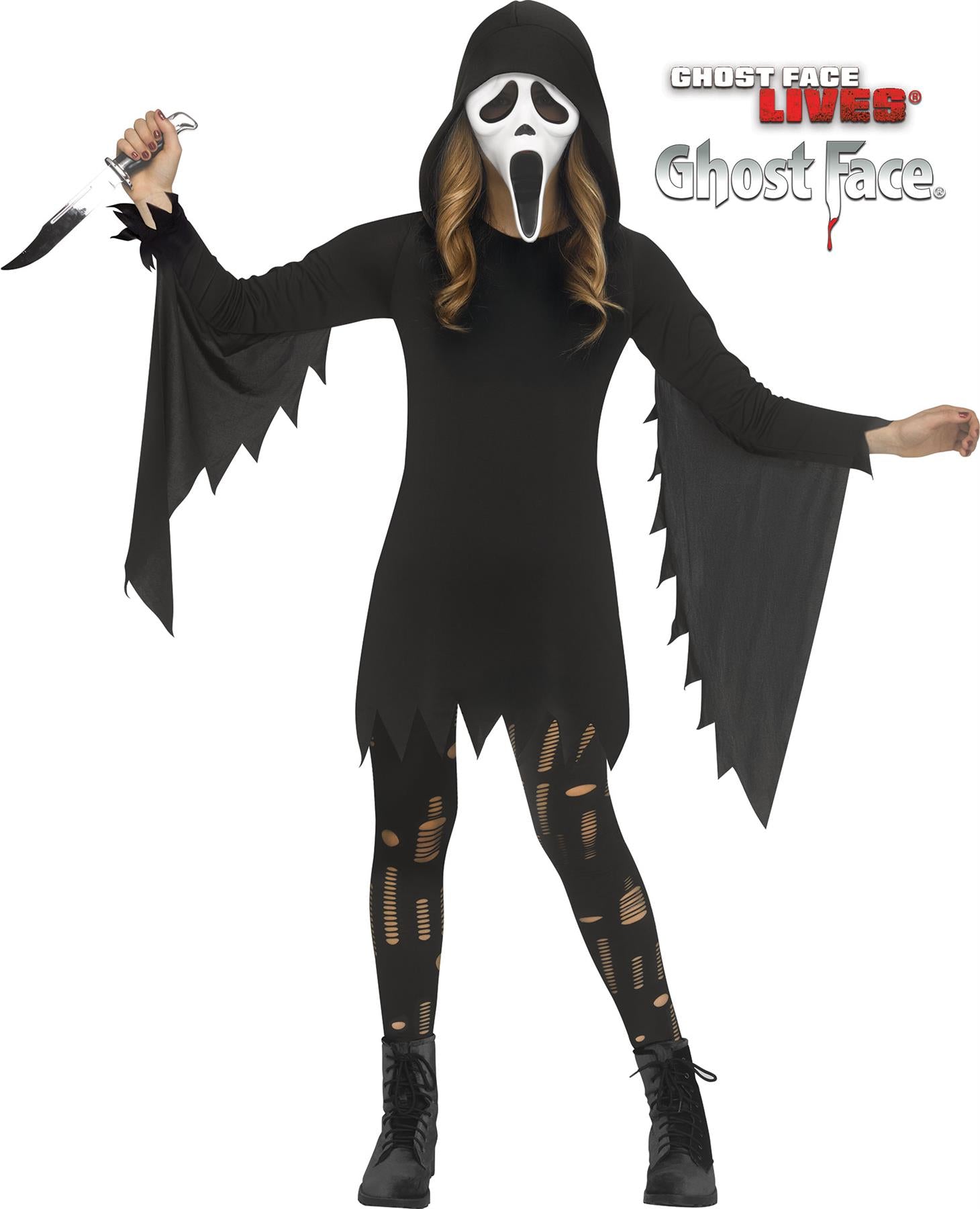 Ghost Face Glamour Costume - Girls