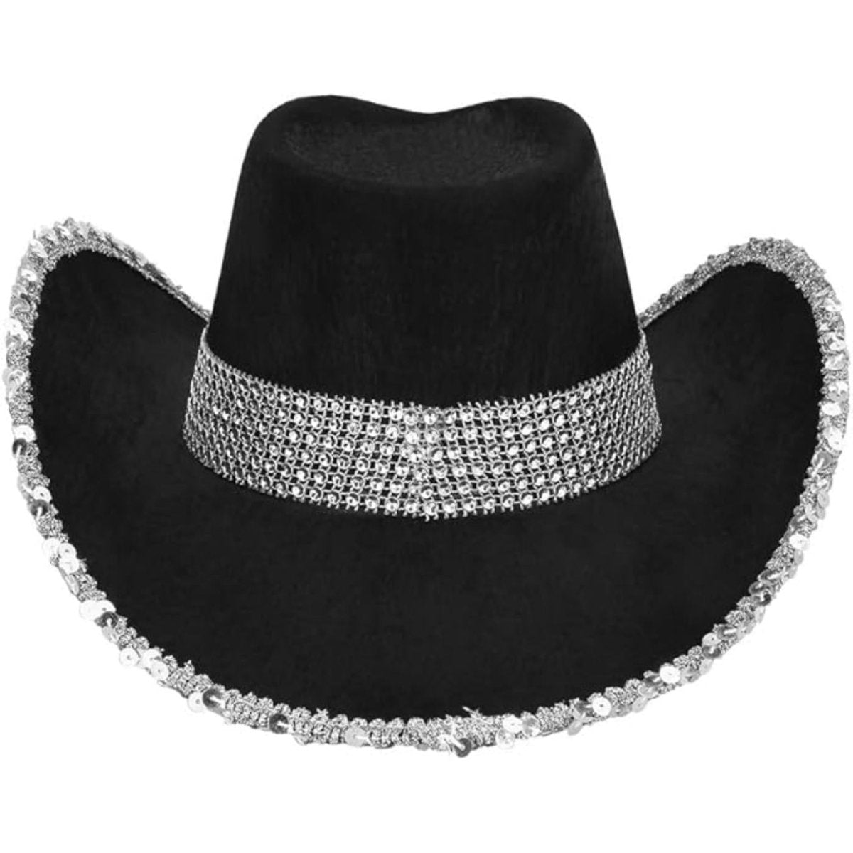 Boland - Sparkle Cowboy Hat (Black) - Adult - Fancy Dress Central