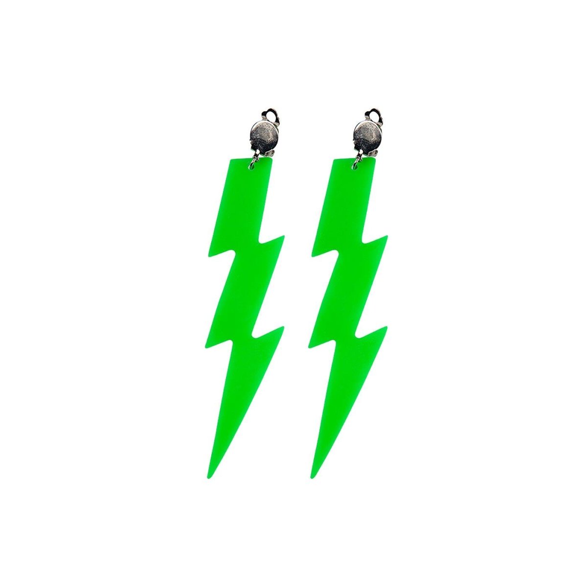 Wicked Costumes Ltd - 80s Lightning Earrings (Neon Green) - Adult - Fancy Dress Central