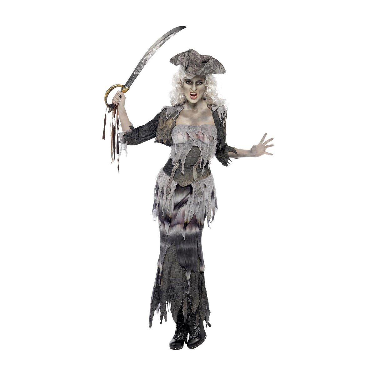 Smiffys - Ghost Ship Ghoulina Grey Costume - Women - Fancy Dress Central