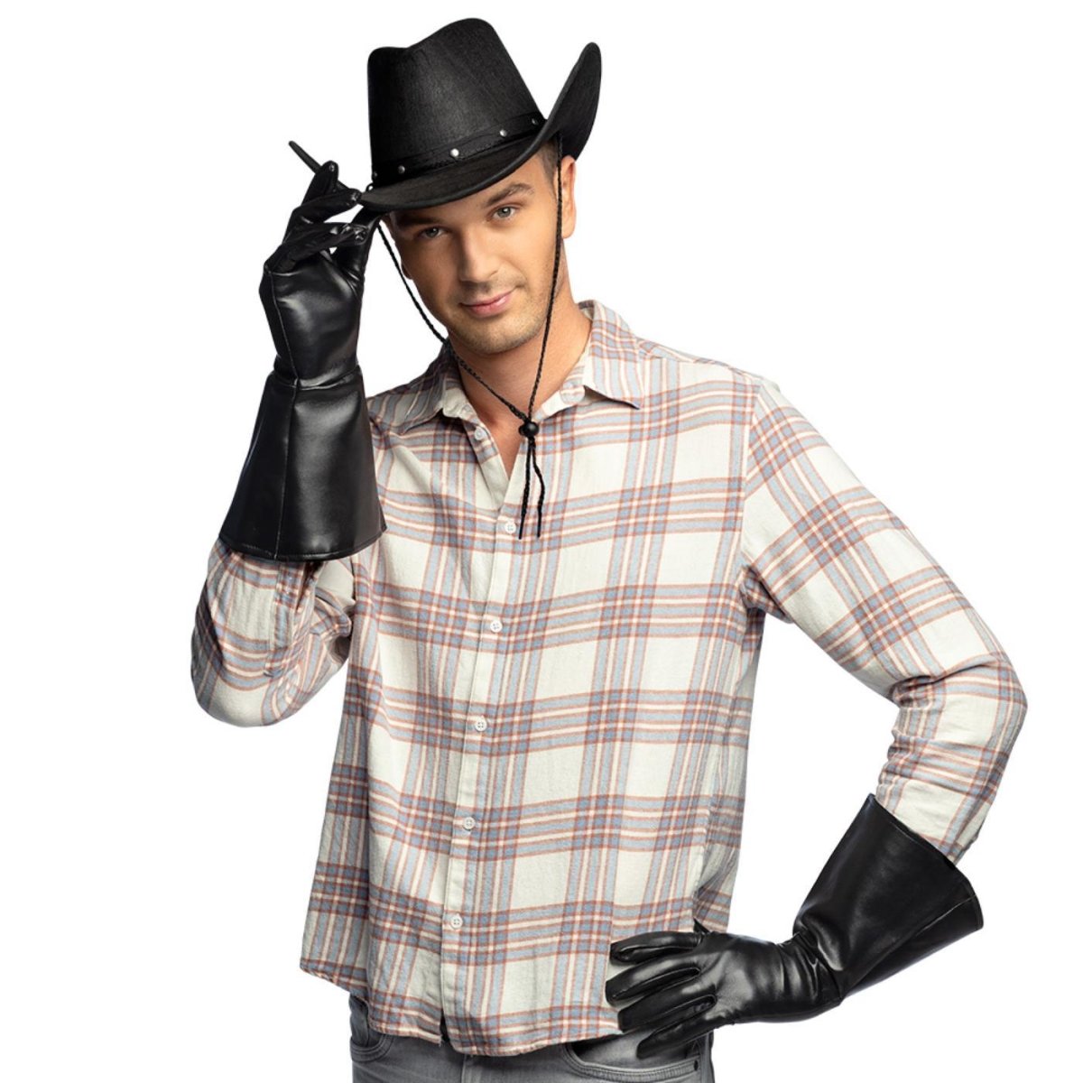 Boland - Cowboy Gloves (Black) - Adult - Fancy Dress Central