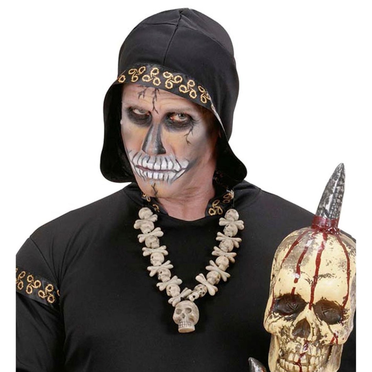 Widmann - Skulls & Cross Bones Necklace - Adult - Fancy Dress Central
