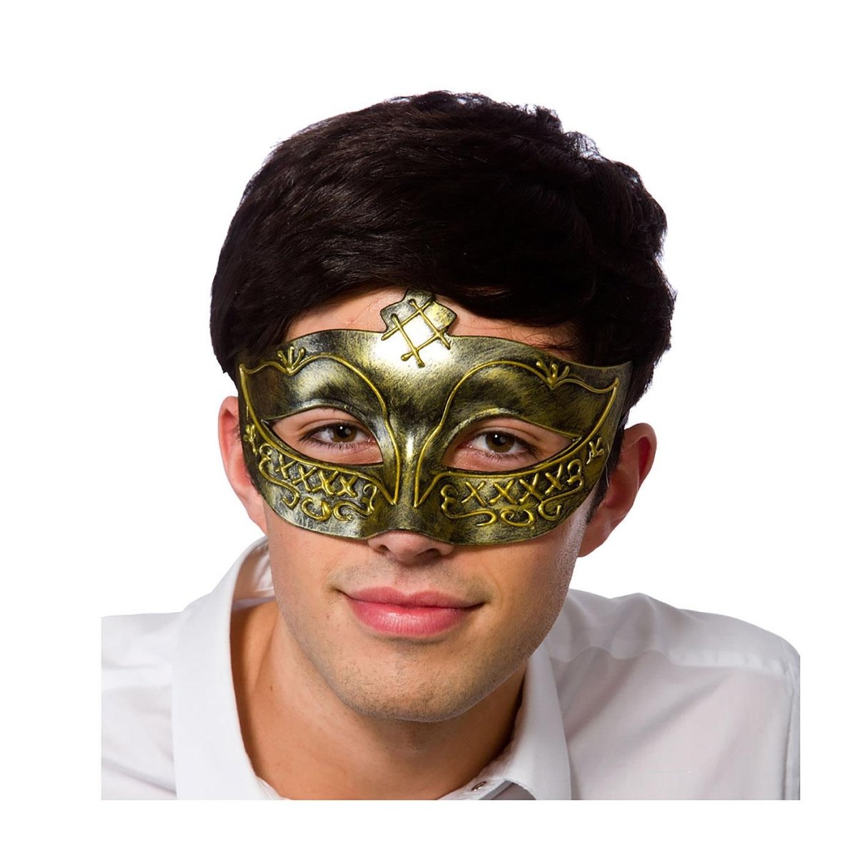 Wicked Costumes Ltd - Gladiator Masquerade Eye Mask (Gold) - Adult - Fancy Dress Central