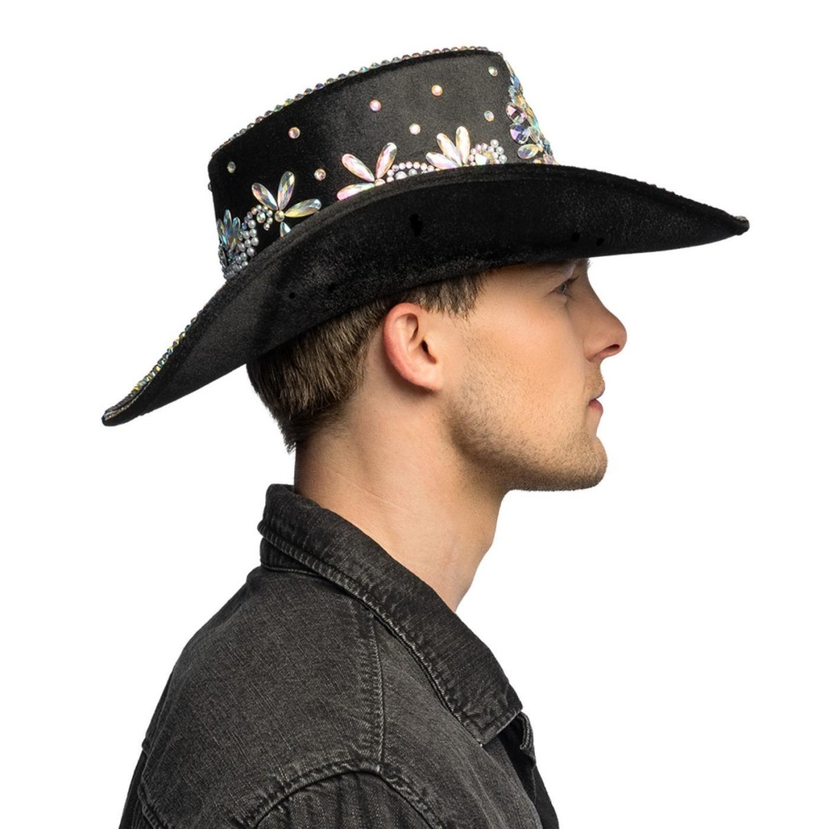 Boland - Crystal Cowboy Hat (Black) - Adult - Fancy Dress Central