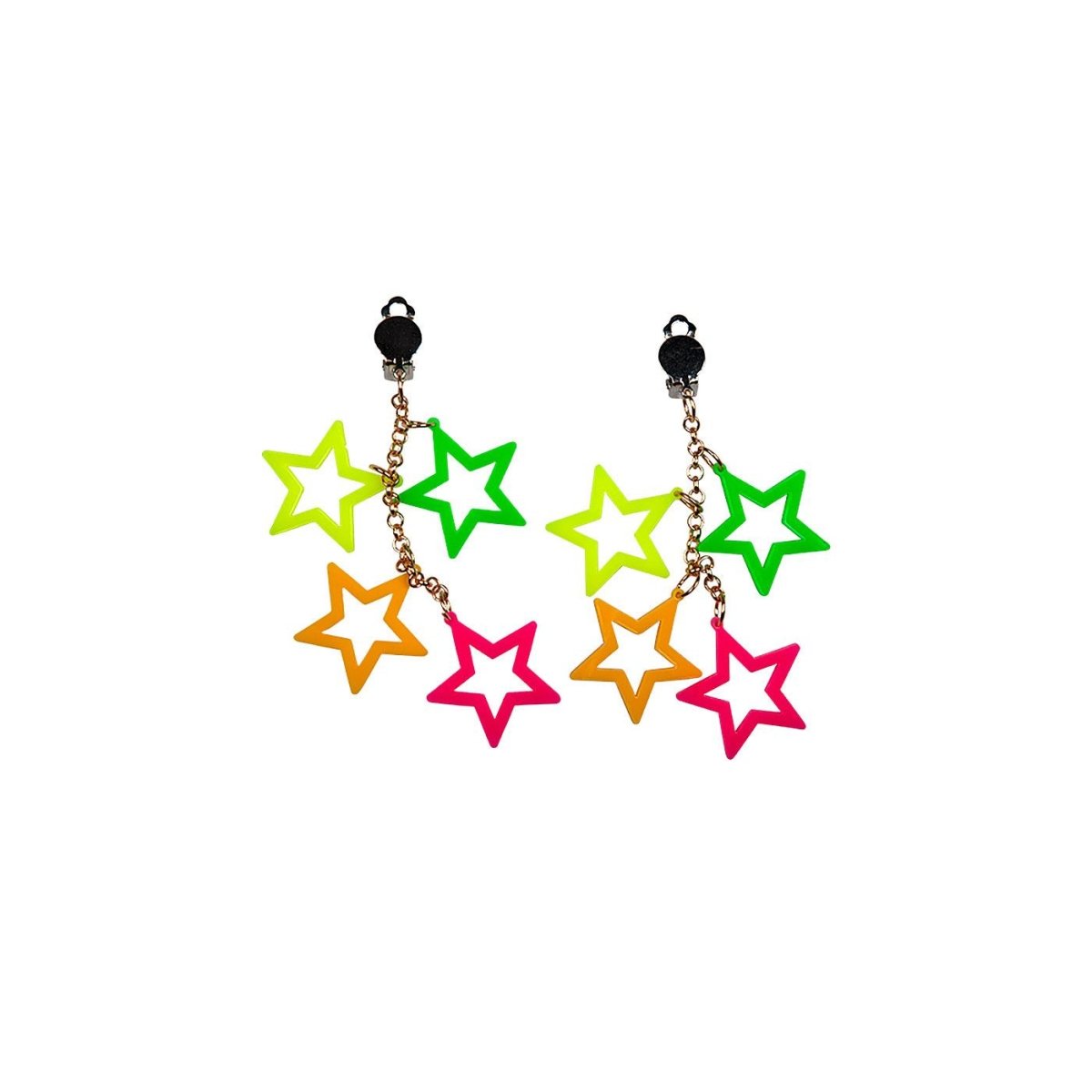 Wicked Costumes Ltd - 80s Neon Star Earrings - Adult - Fancy Dress Central
