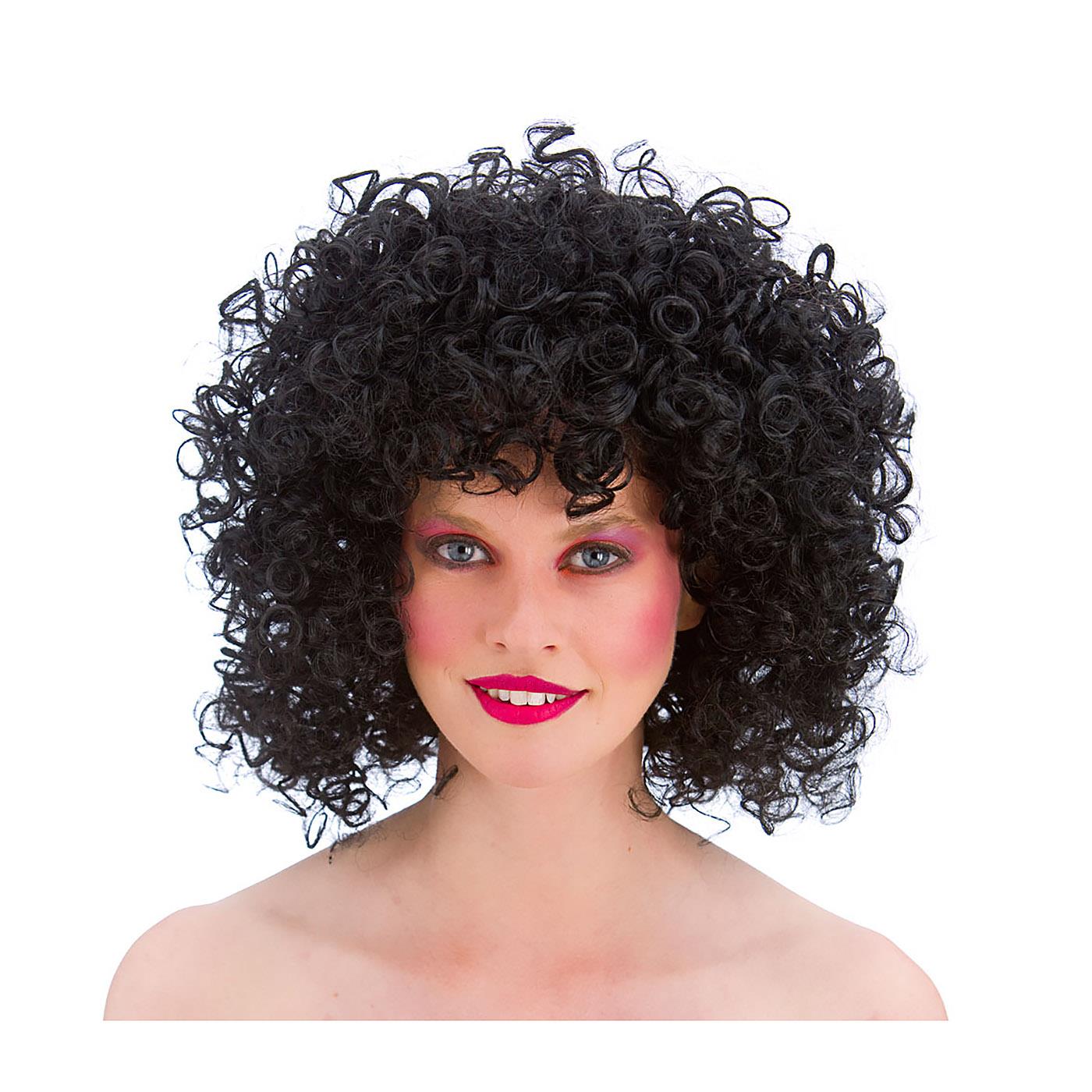 80s Disco Perm Wig (Black) - Adult