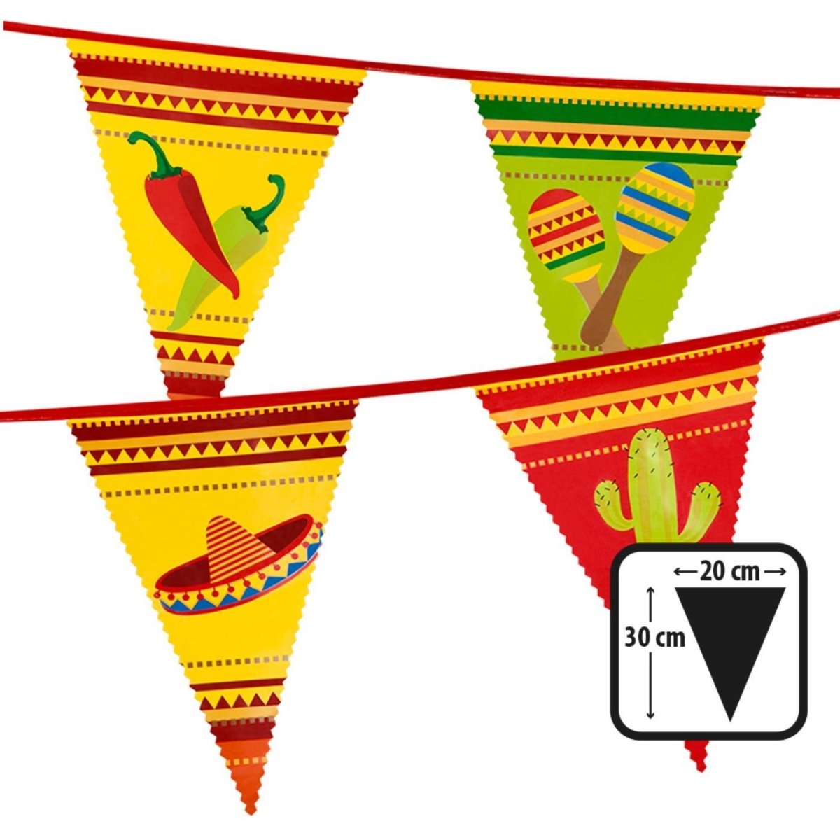 Boland - 6m Mexican Fiesta Triangular Bunting - Fancy Dress Central