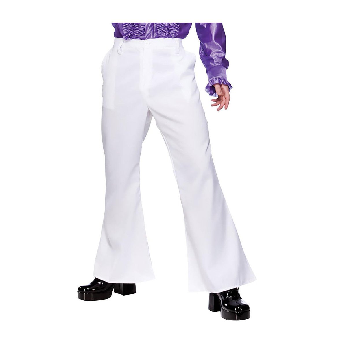 Wicked Costumes - 70s Flares with Pockets (White) - Men - Fancy Dress Central