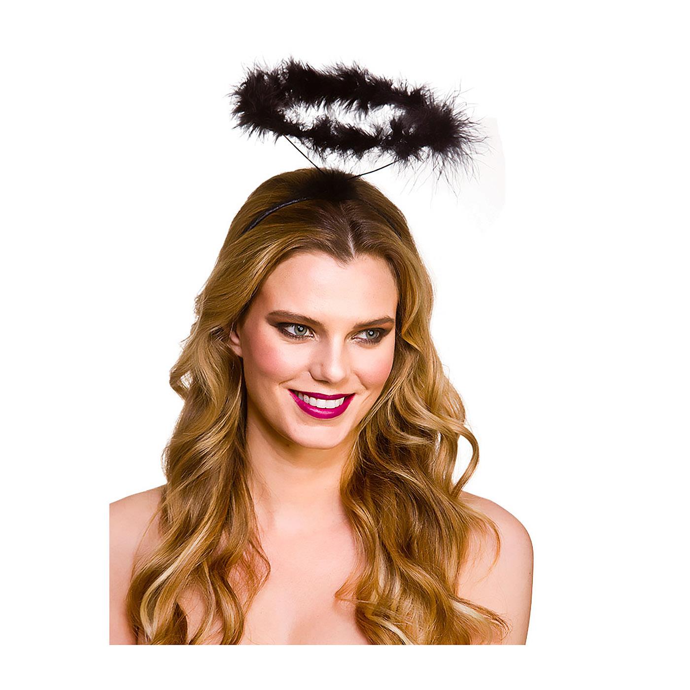 Feather Angel Halo on a Headband (Black) - Adult