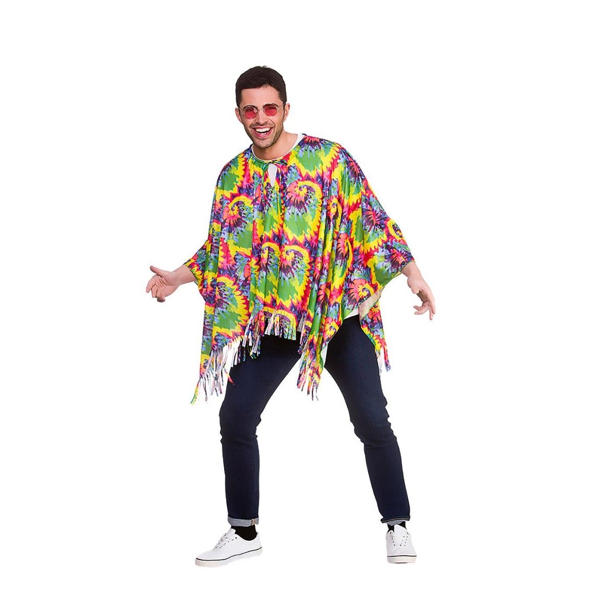 Wicked Costumes Ltd - Hippie Tie Dye Poncho - Adult - Fancy Dress Central