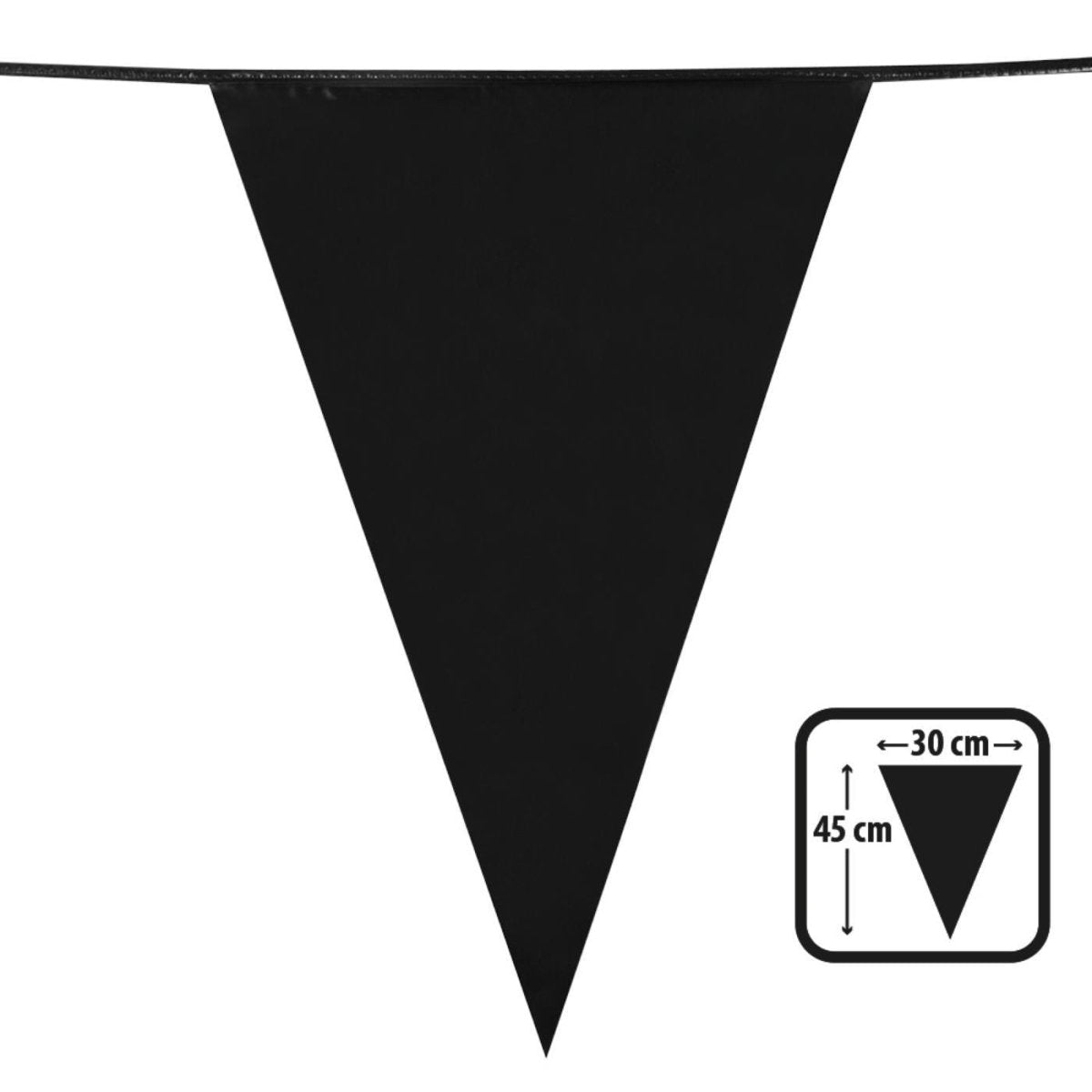 Boland - 10m Giant Coloured Triangular Bunting (Black) - Fancy Dress Central