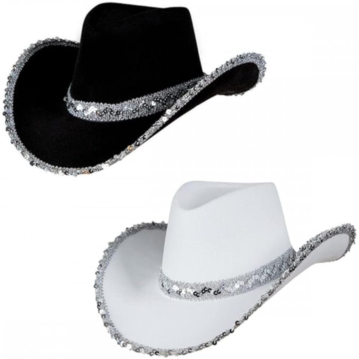 Wicked Costumes Ltd - Texan Cowboy Hat with Sequins (2 Pack) - Adult - Fancy Dress Central