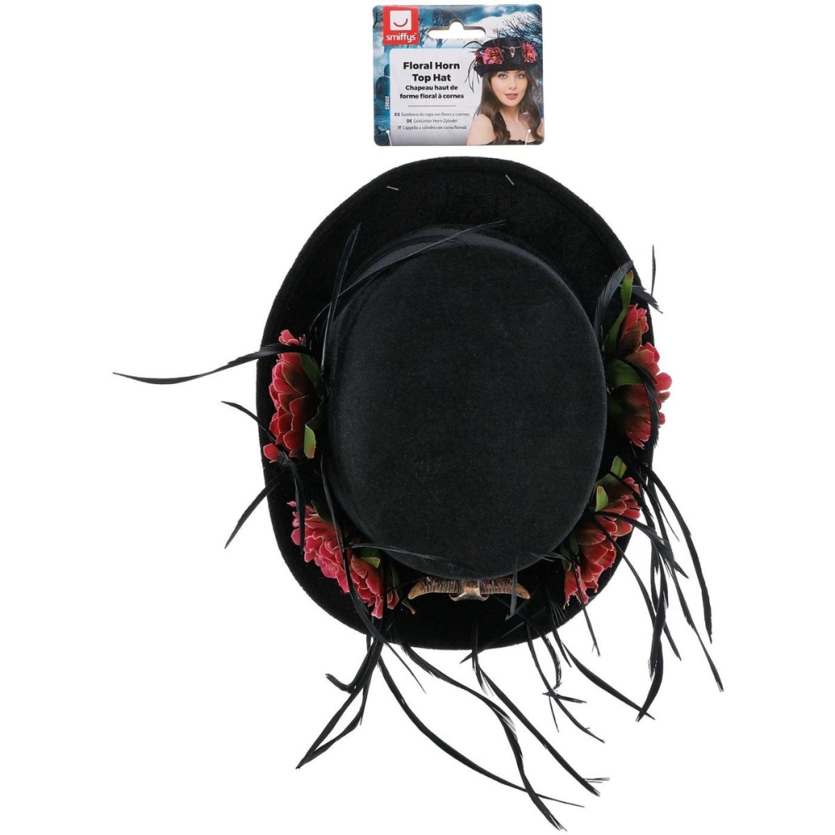 Smiffys - Floral Horn Top Hat - Women - Fancy Dress Central