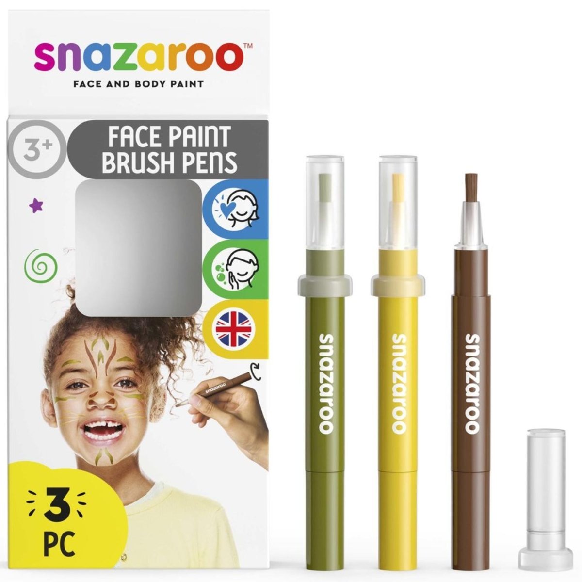 Colart - Face Paint Brush Pens (3 Pack) - Jungle - Fancy Dress Central