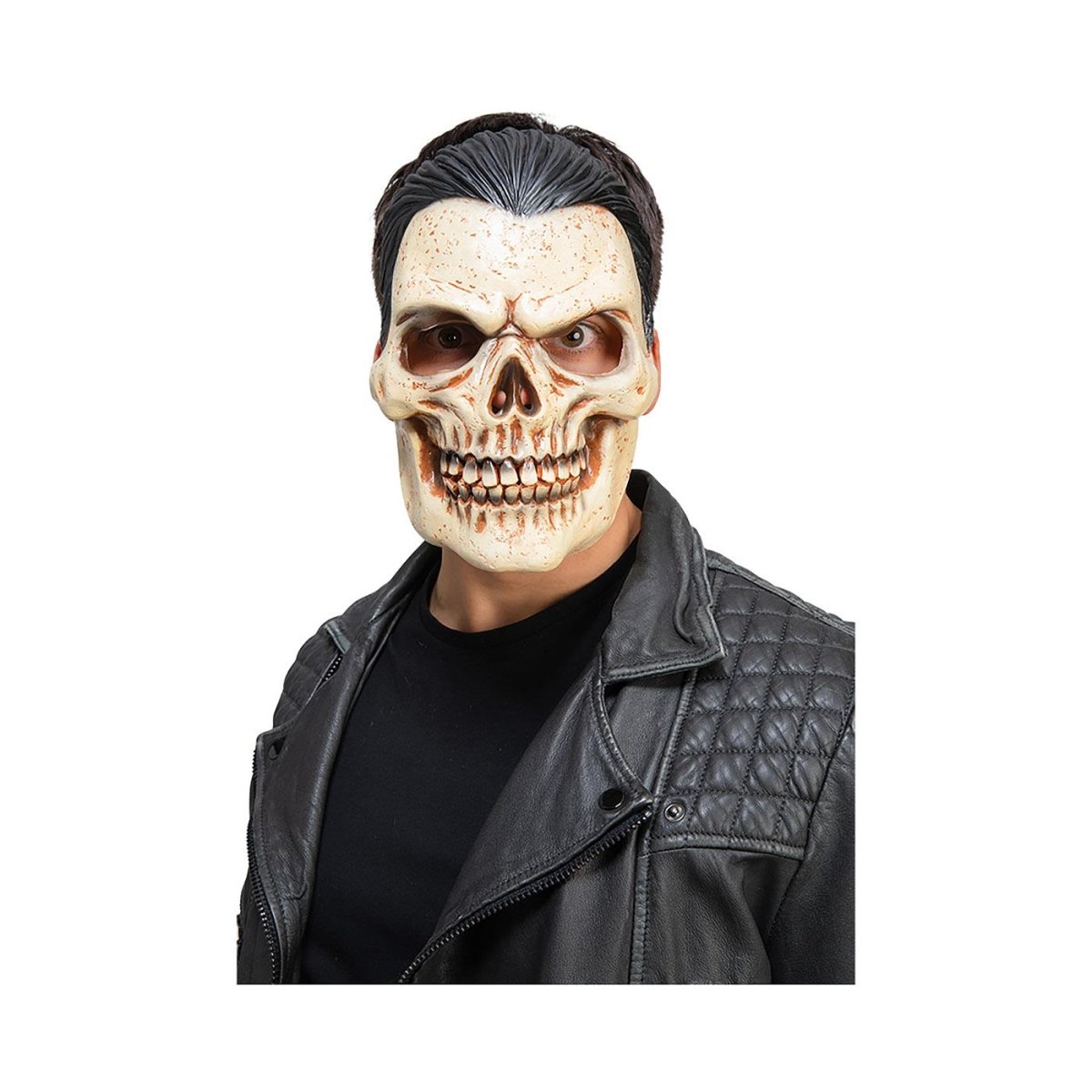 Wicked Costumes Ltd - Skull with Black Hair Halloween Mask - Adult - Fancy Dress Central