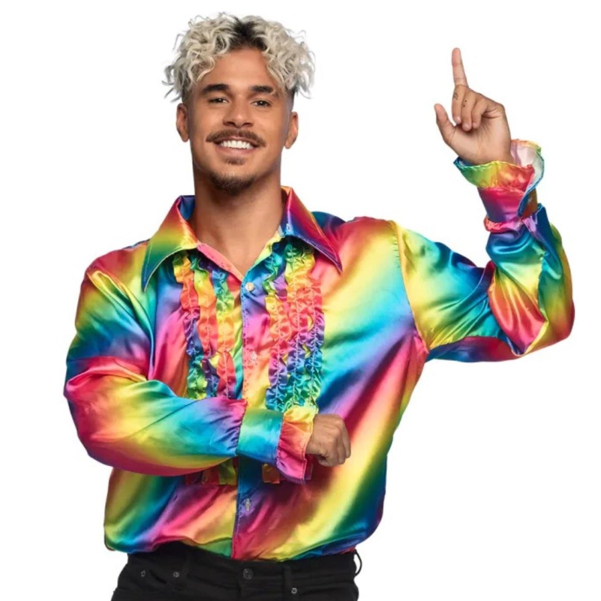 Boland - Ruffle Party Shirt (Rainbow) - Men - Fancy Dress Central