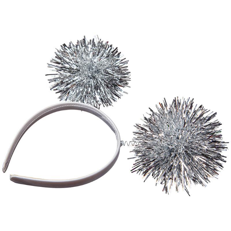 Silver Tinsel Boppers on a Headband - Adult