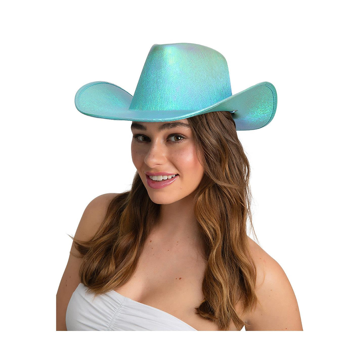 Iridescent Texan Cowboy Hat (Aqua) - Adult