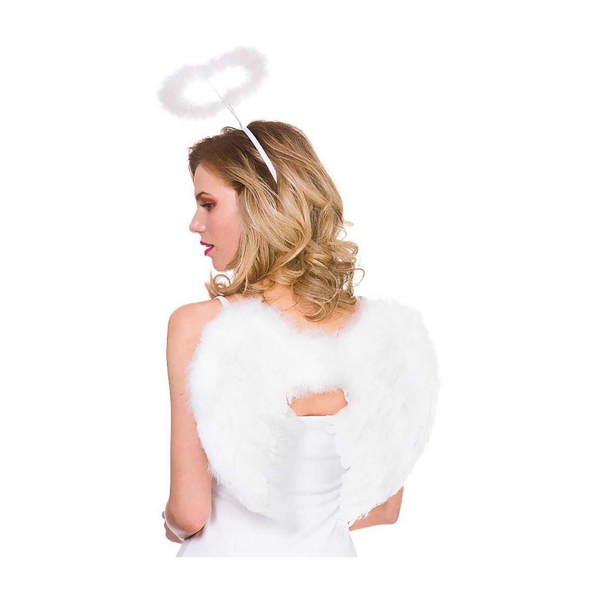 Wicked Costumes Ltd - Feather Wings & Halo Set (White) - Adult - Fancy Dress Central