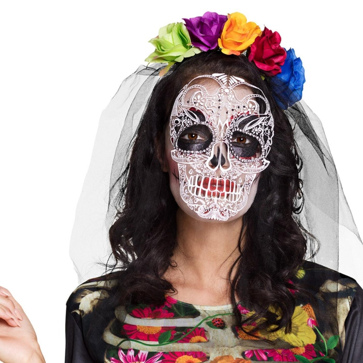 Boland - La Calaca Day of the Dead Headband with Veil - Women - Fancy Dress Central
