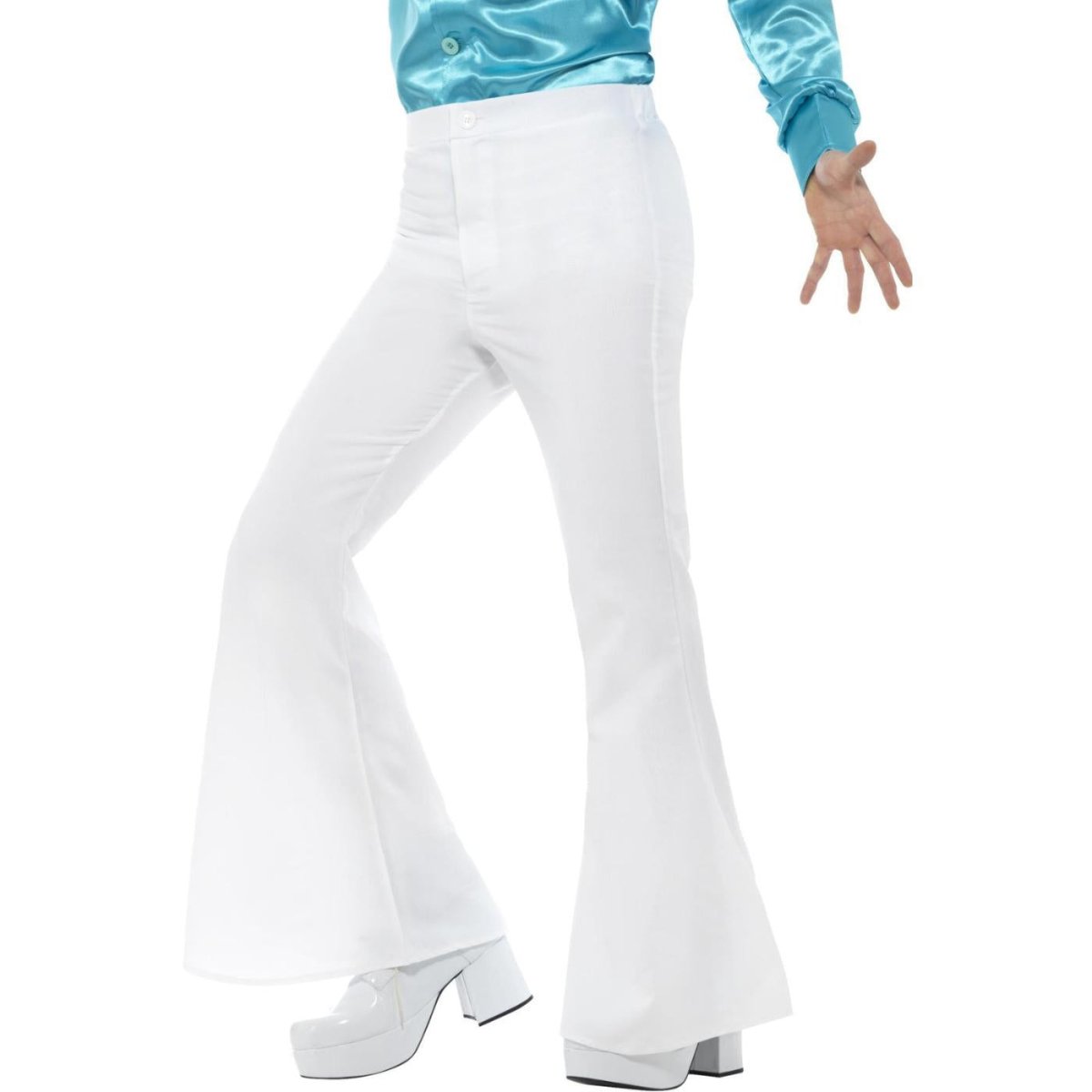 Smiffys - Flared Disco Trousers (White) - Men - Fancy Dress Central