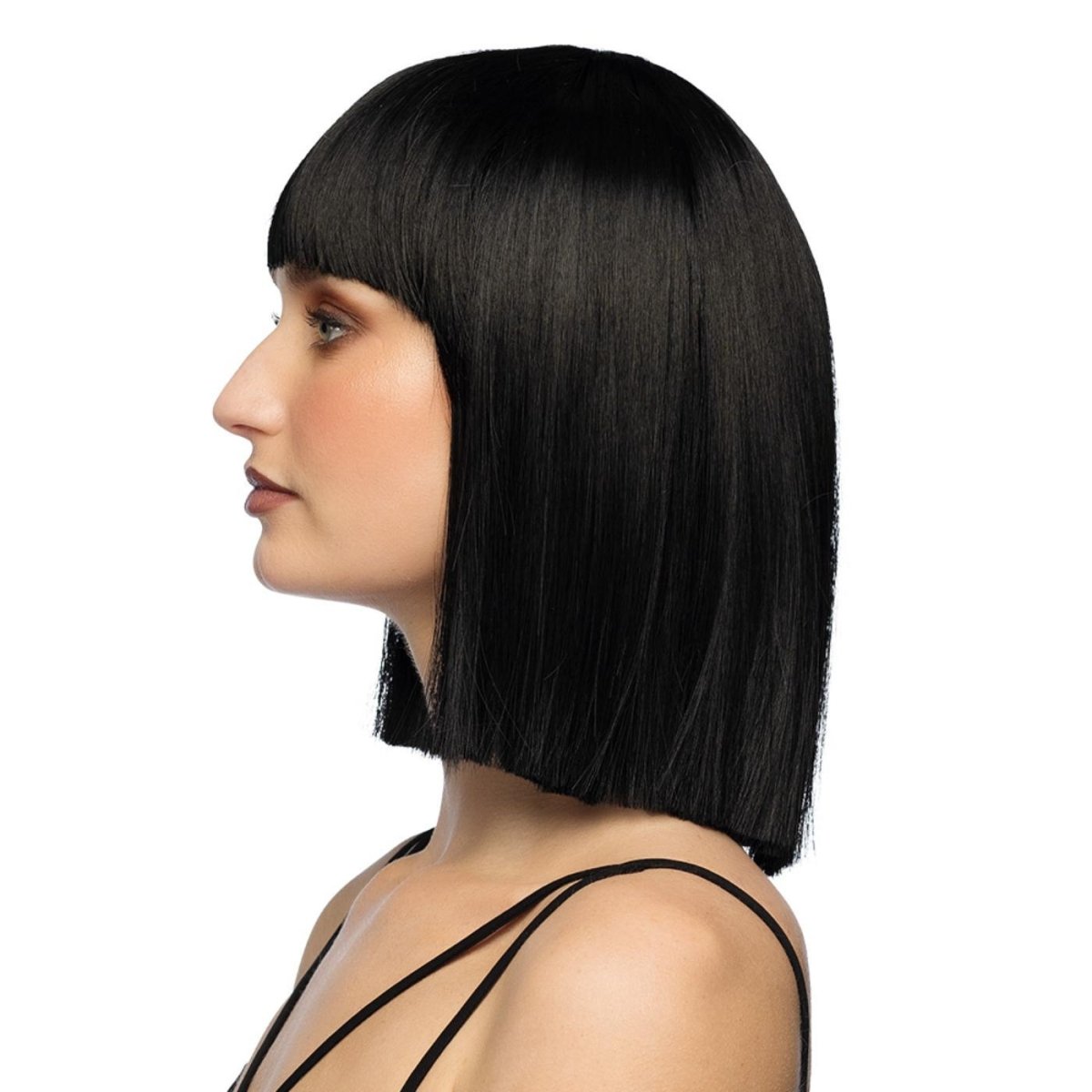 Fancy Dress Central - Bob Wig with Fringe (Black) - Adult - Fancy Dress Central