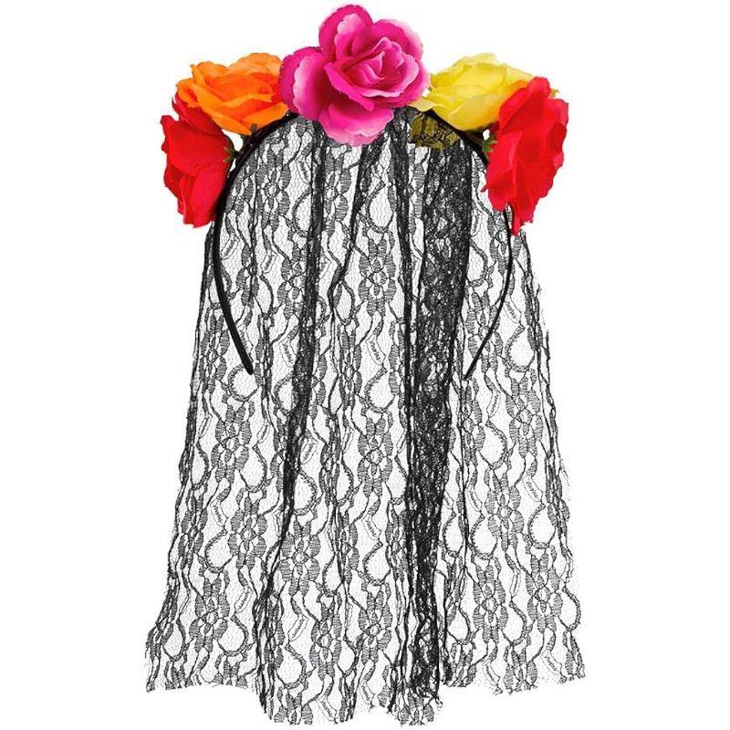 Boland - La Madrina Day of the Dead Headband with Veil - Adult - Fancy Dress Central