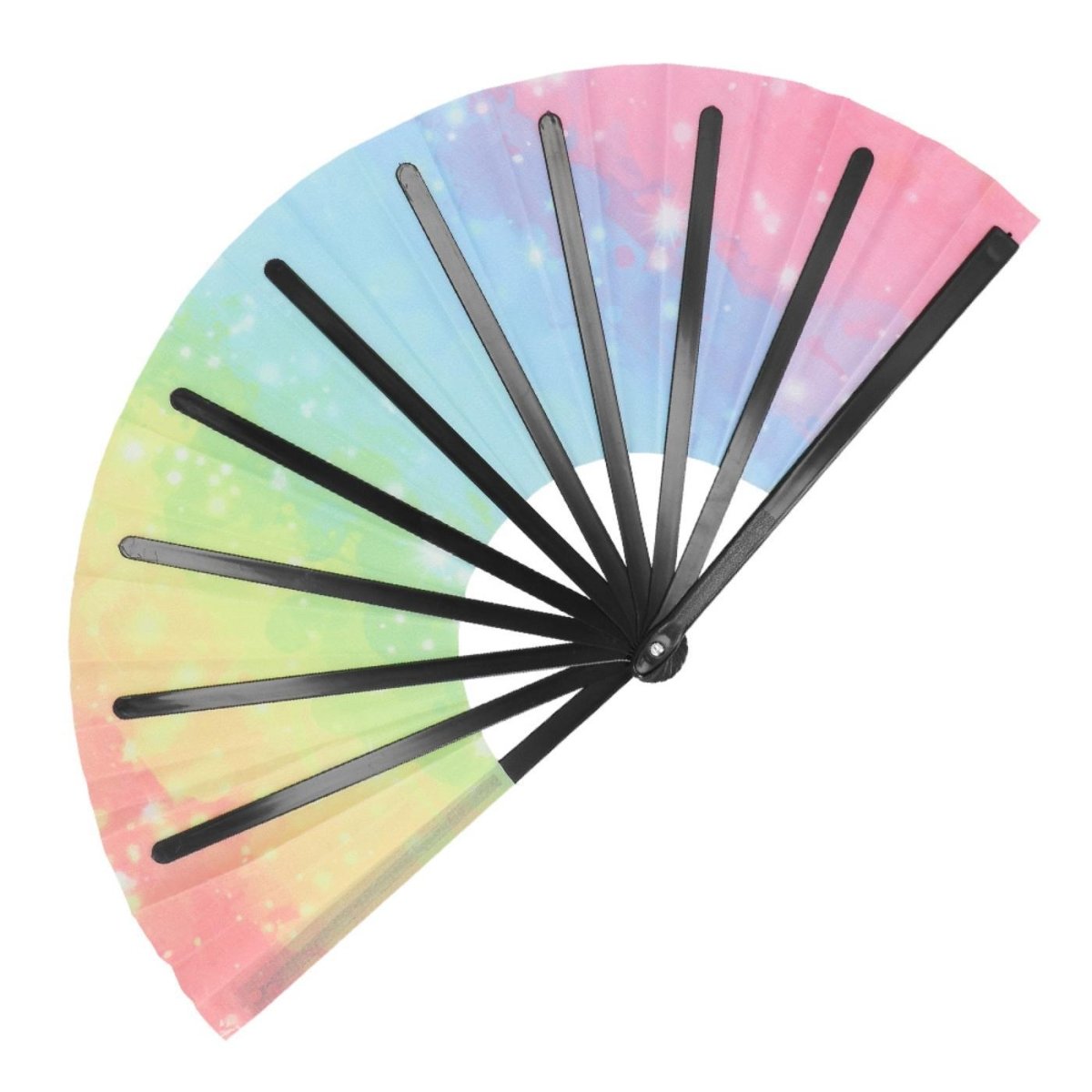 Boland - XL Rave Hand Fan (Rainbow Vibe) - Adult - Fancy Dress Central