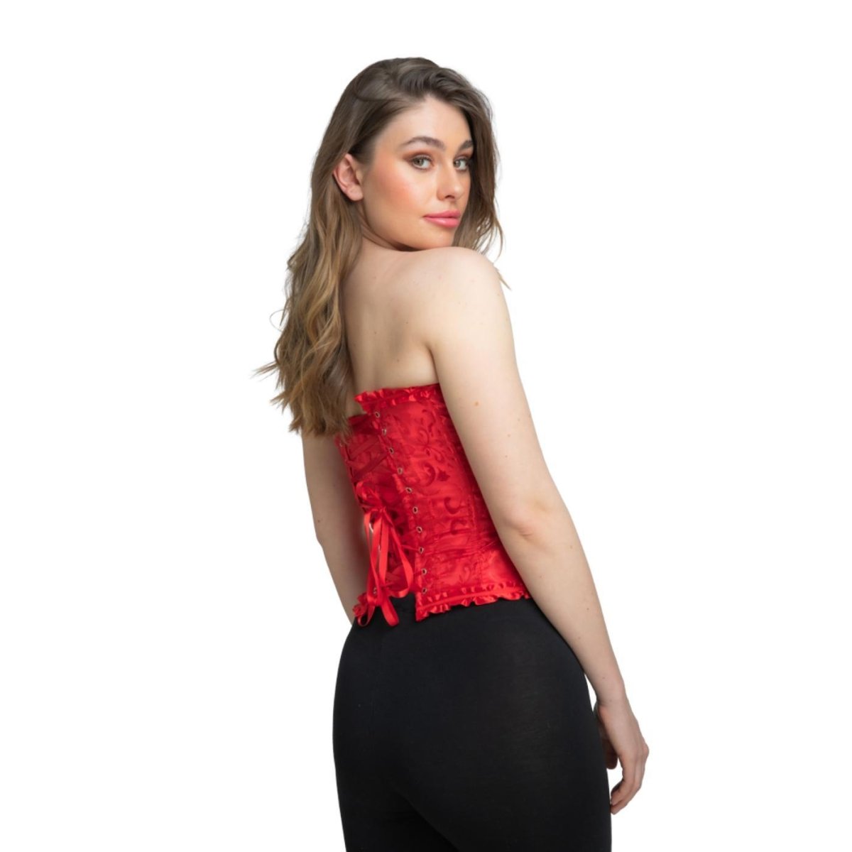 Wicked Costumes - Satin Patterned Corset (Red) - Women - Fancy Dress Central