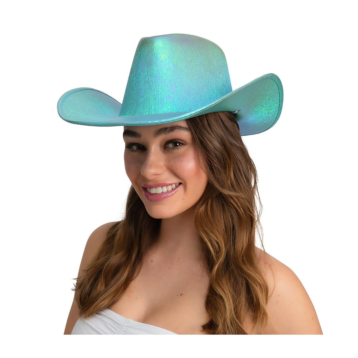 Iridescent Texan Cowboy Hat (Aqua) - Adult