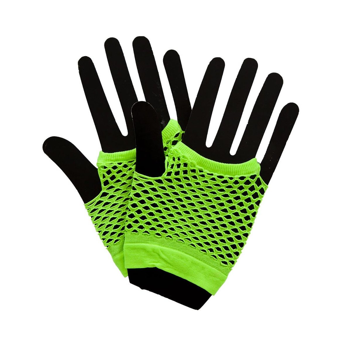 Wicked Costumes Ltd - Short 80s Net Gloves (Neon Green) - Adult - Fancy Dress Central