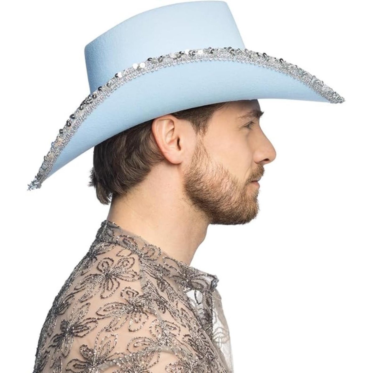 Boland - Sparkle Cowboy Hat (Blue) - Adult - Fancy Dress Central