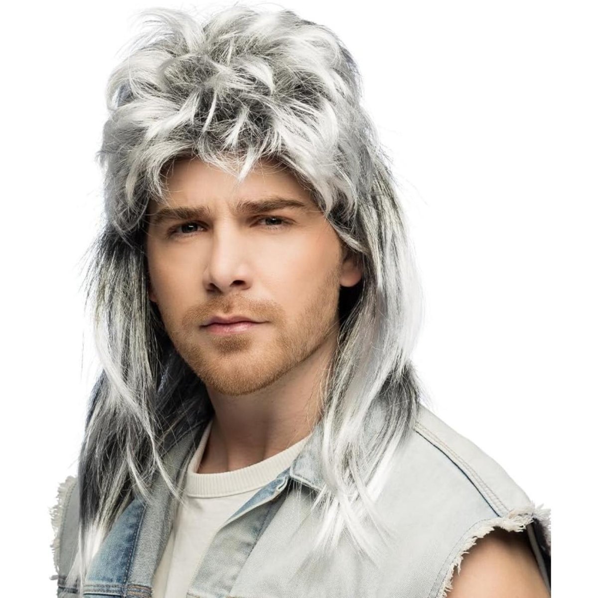 Boland - 80s Rocker Wig (Grey) - Adult - Fancy Dress Central