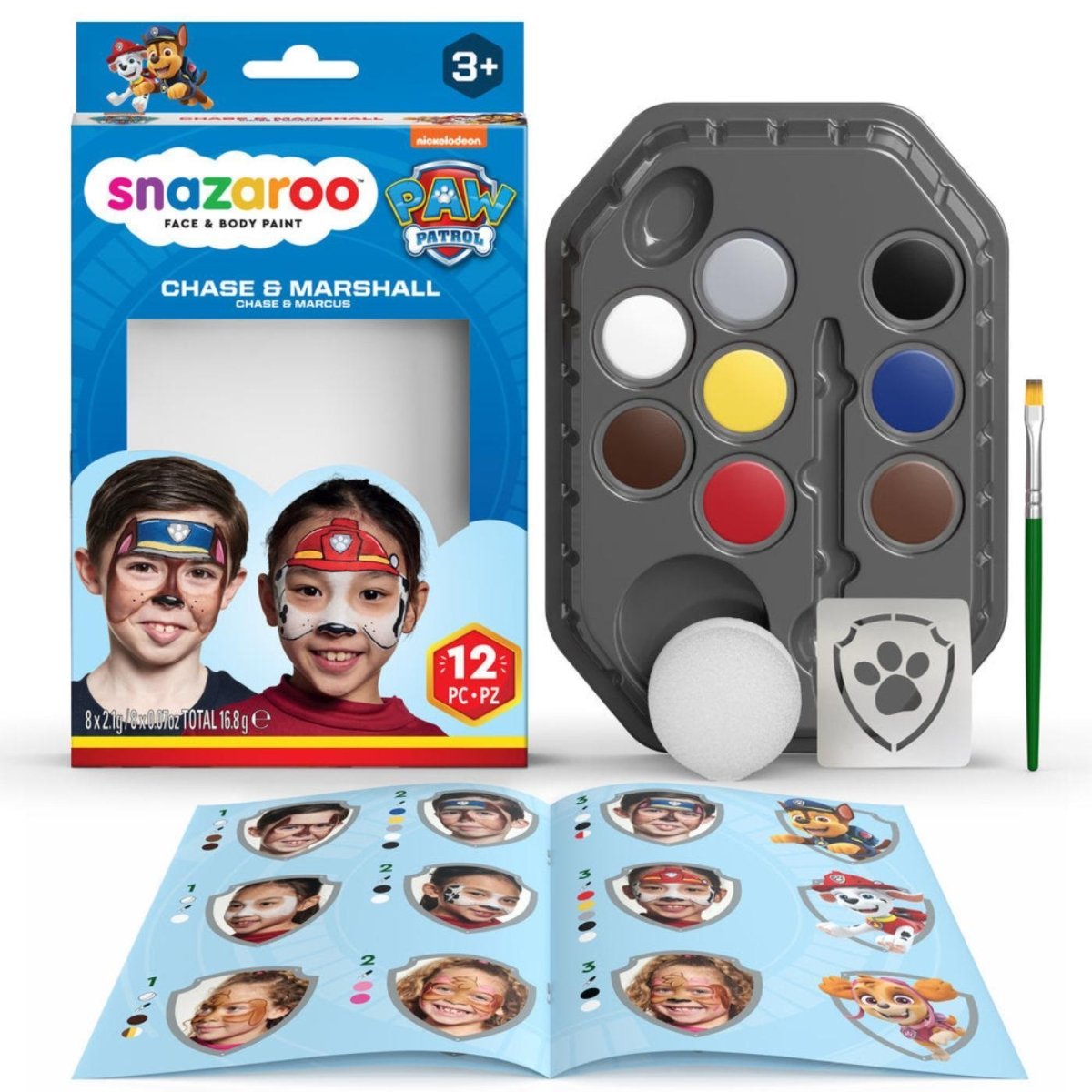 Colart - Paw Patrol Face Paint Kit - Chase & Marshall - Fancy Dress Central
