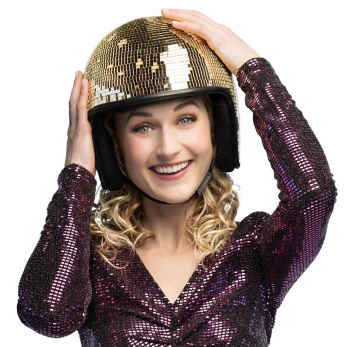 Boland - Disco Helmet (Gold) - Adult - Fancy Dress Central