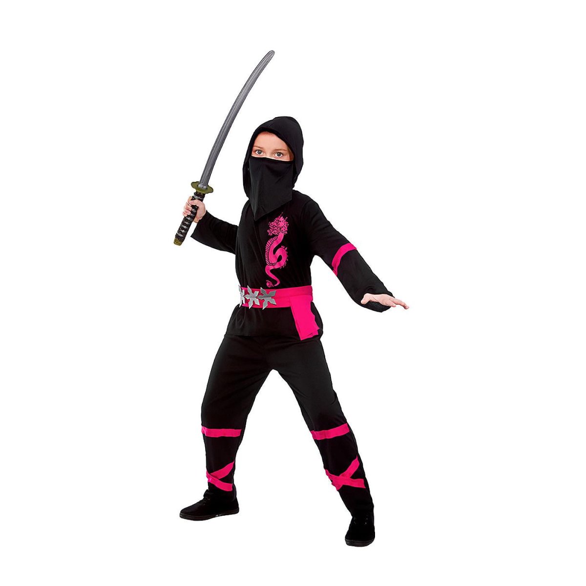 Wicked Costumes - Power Ninja Costume (Black & Pink) - Child - Fancy Dress Central