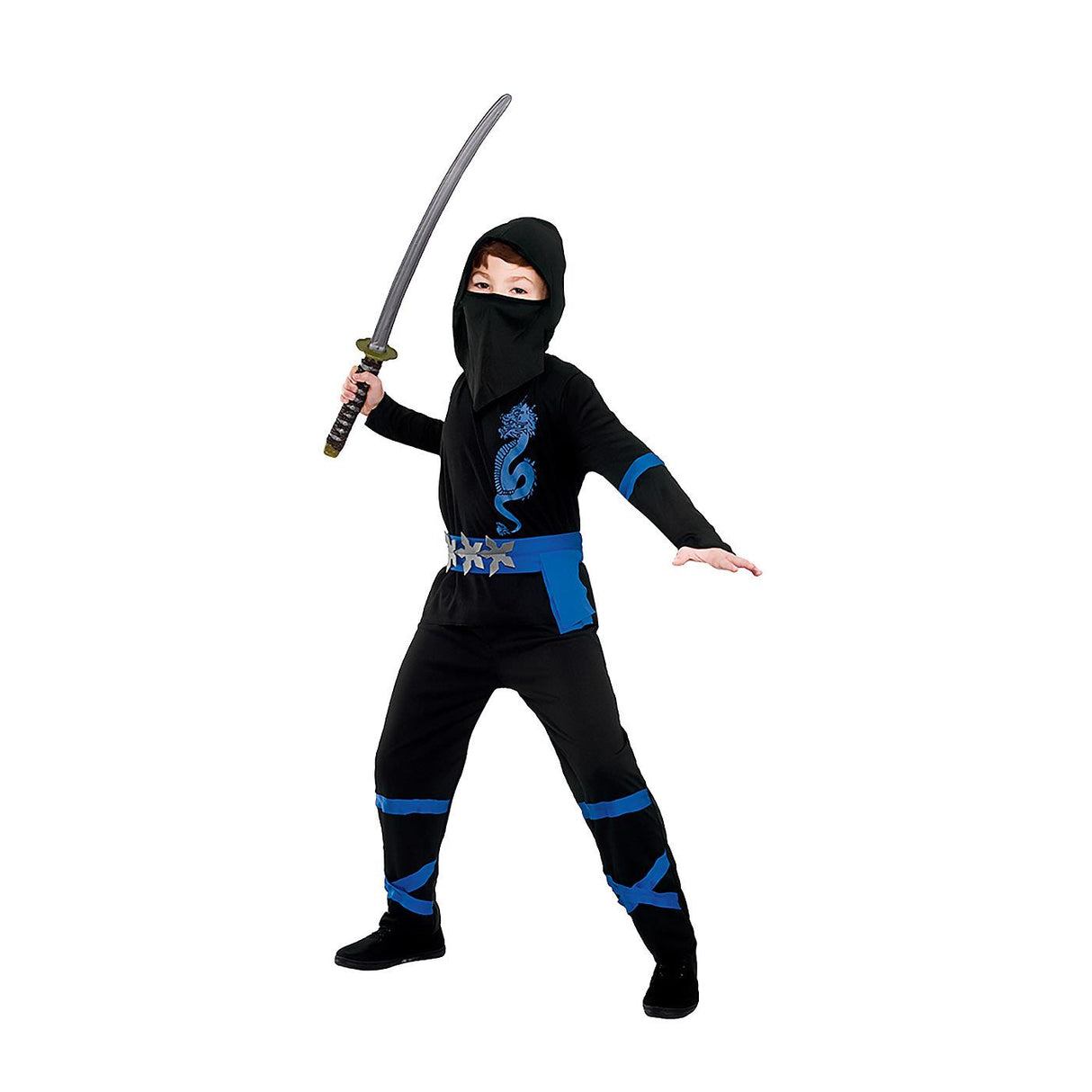 Power Ninja Costume (Black & Blue) - Child