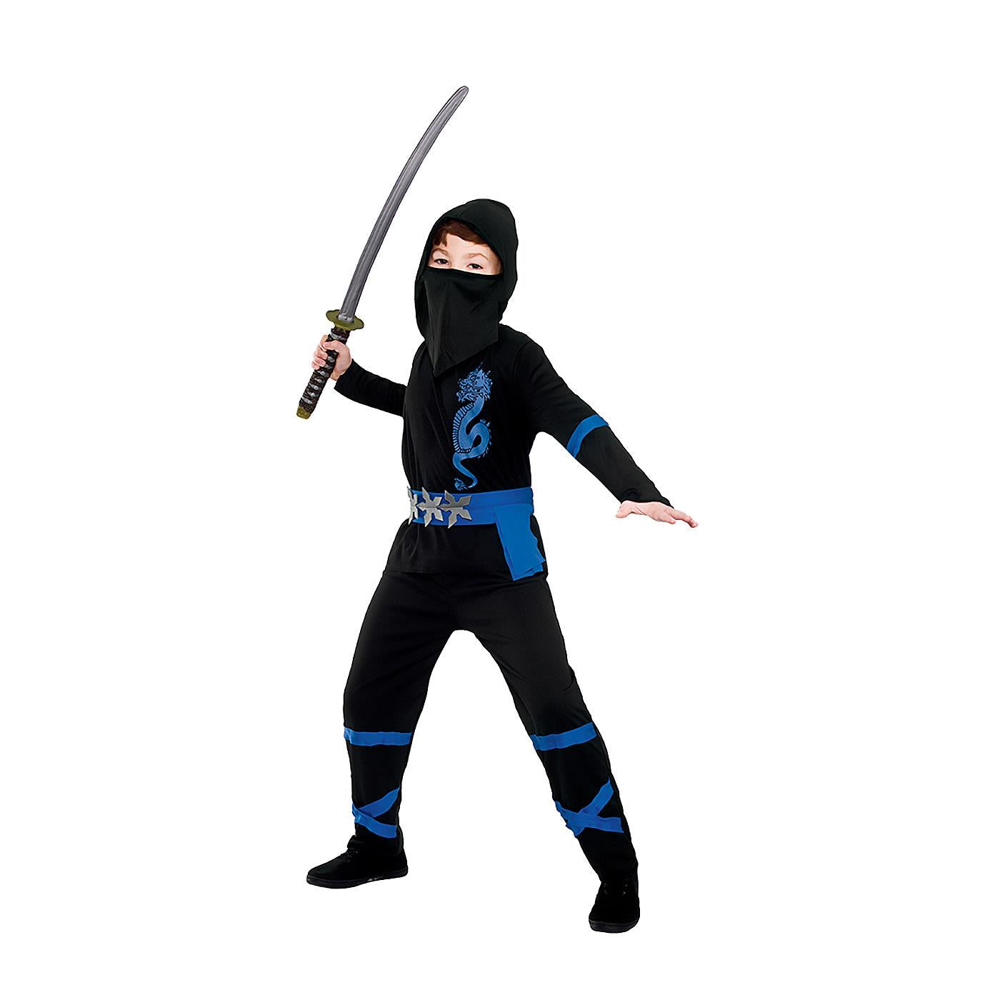 Power Ninja Costume (Black & Blue) - Child