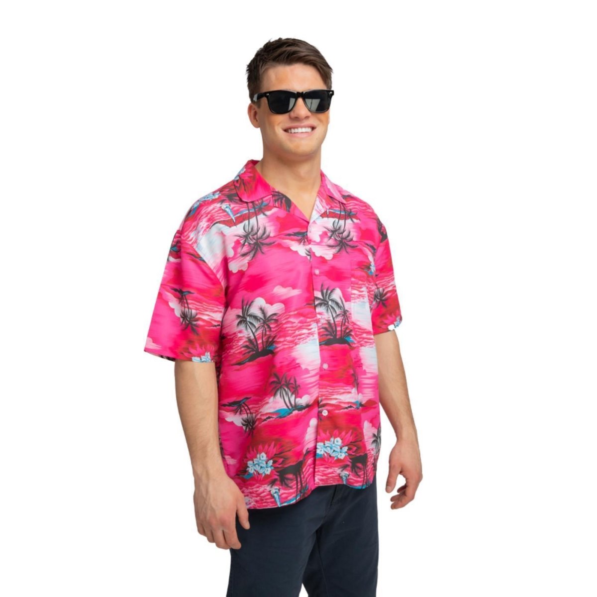 Wicked Costumes - Hawaiian Shirt (Pink Palm Trees) - Men - Fancy Dress Central