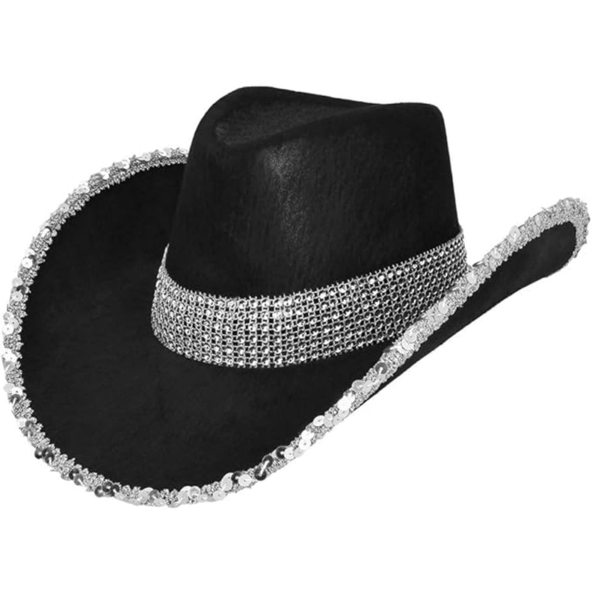 Boland - Sparkle Cowboy Hat (Black) - Adult - Fancy Dress Central