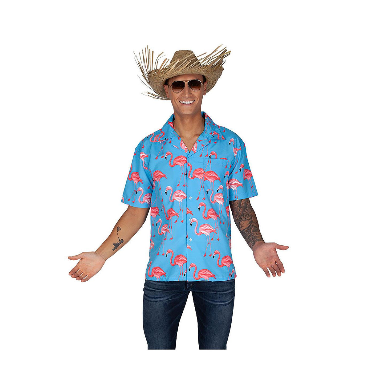 Hawaiian Shirt (Pink Flamingos) - Men