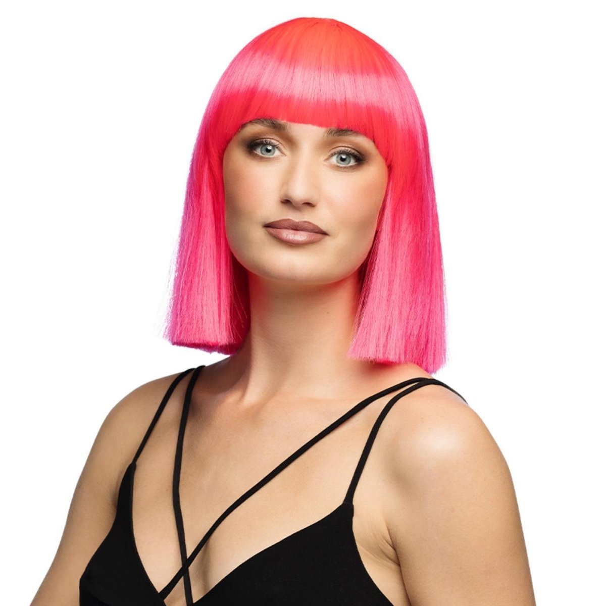 Fancy Dress Central - Bob Wig with Fringe (Pink) - Adult - Fancy Dress Central
