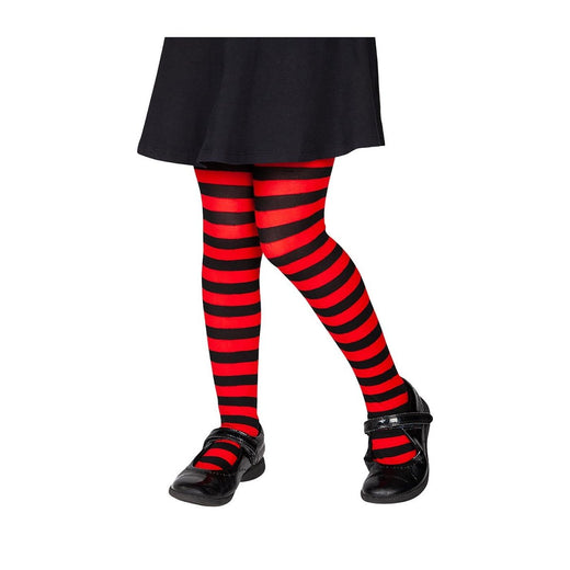 Wicked Costumes - Tights (Red & Black Stripe) - Child - Fancy Dress Central