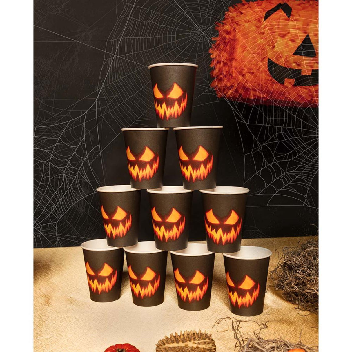 Creepy Pumpkin Paper Cups