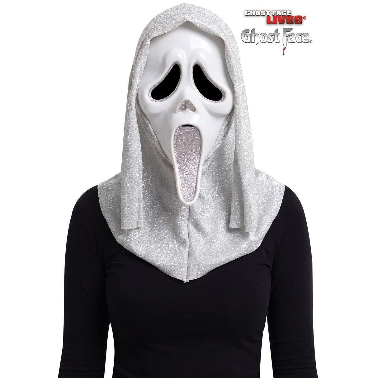 Ghost Face Glitter Mask (Silver) - Adult