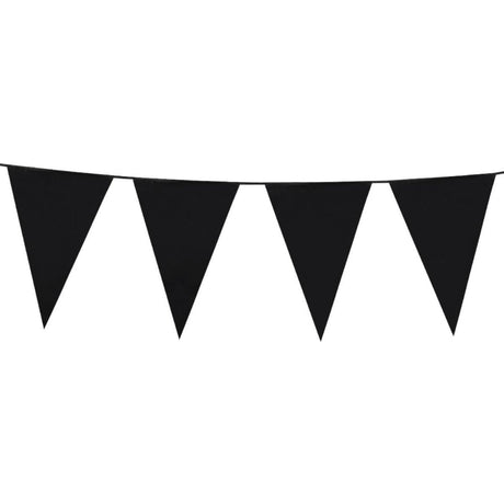 Boland - 10m Giant Coloured Triangular Bunting (Black) - Fancy Dress Central