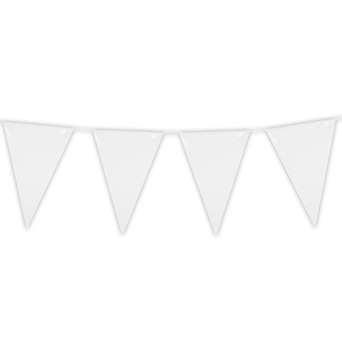 Boland - 10m Giant Coloured Triangular Bunting (White) - Fancy Dress Central