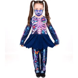 Neon Floral Skeleton Costume - Girls