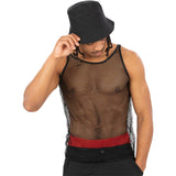 90s String Vest (Black) - Adult