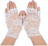 Wicked Costumes Ltd - Short Lace Fingerless Gloves (White) - Adult - Fancy Dress Central